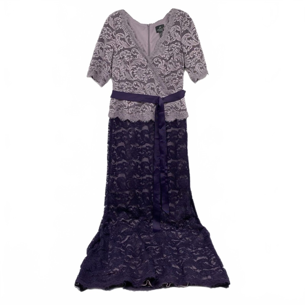 Adrianna Papell Dress Lace 3/4 Sleeve Formal Purple Polyester Nylon |